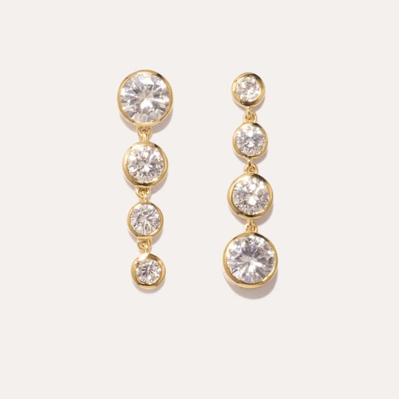 NWT Completed Works 💎 Cubic Zirconia & Gold Asymmetrical Crystal Drop Earrings - Picture 2 of 16